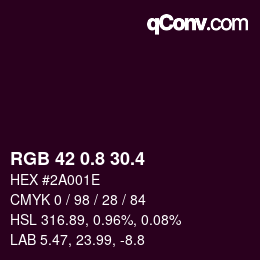 カラーコード: RGB 42 0.8 30.4 | qconv.com