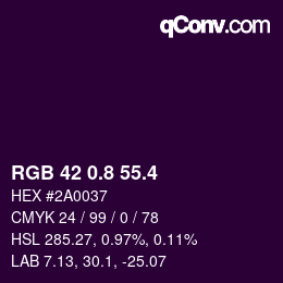 カラーコード: RGB 42 0.8 55.4 | qconv.com