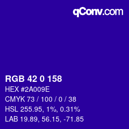 Color code: RGB 42 0 158 | qconv.com