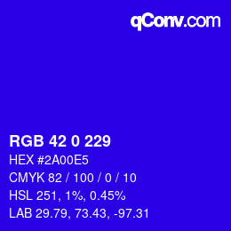 Color code: RGB 42 0 229 | qconv.com