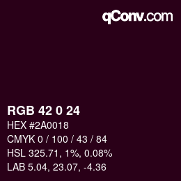 Color code: RGB 42 0 24 | qconv.com
