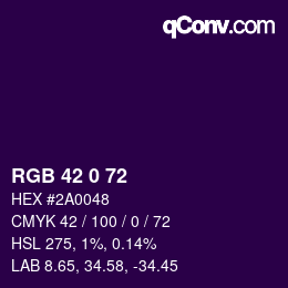 Color code: RGB 42 0 72 | qconv.com