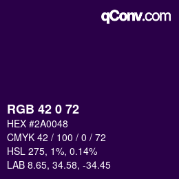 Color code: RGB 42 0 72 | qconv.com