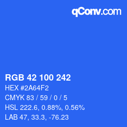 Color code: RGB 42 100 242 | qconv.com