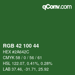 Color code: RGB 42 100 44 | qconv.com