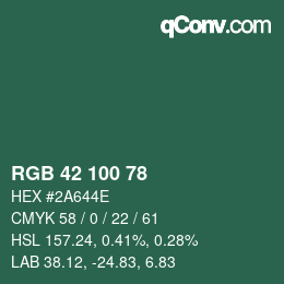 Color code: RGB 42 100 78 | qconv.com