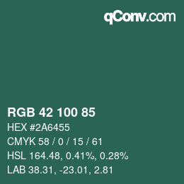 颜色代码: RGB 42 100 85 | qconv.com
