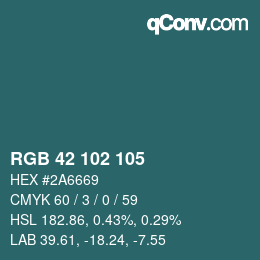 Color code: RGB 42 102 105 | qconv.com