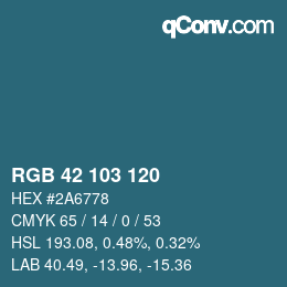 Color code: RGB 42 103 120 | qconv.com