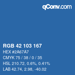 Color code: RGB 42 103 167 | qconv.com