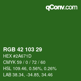 Color code: RGB 42 103 29 | qconv.com