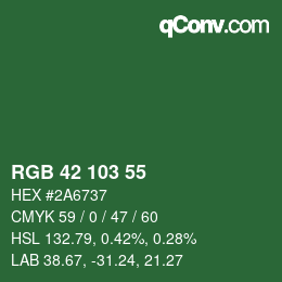 カラーコード: RGB 42 103 55 | qconv.com