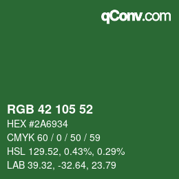 Color code: RGB 42 105 52 | qconv.com