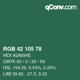 Color code: RGB 42 105 78 | qconv.com