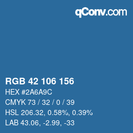 Color code: RGB 42 106 156 | qconv.com