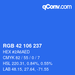 Color code: RGB 42 106 237 | qconv.com