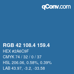 カラーコード: RGB 42 108.4 159.4 | qconv.com