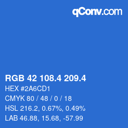 カラーコード: RGB 42 108.4 209.4 | qconv.com