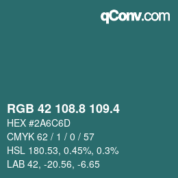 カラーコード: RGB 42 108.8 109.4 | qconv.com