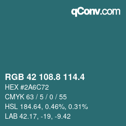 カラーコード: RGB 42 108.8 114.4 | qconv.com