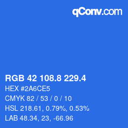 カラーコード: RGB 42 108.8 229.4 | qconv.com