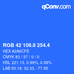 カラーコード: RGB 42 108.8 254.4 | qconv.com