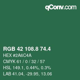 カラーコード: RGB 42 108.8 74.4 | qconv.com