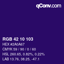 Color code: RGB 42 10 103 | qconv.com