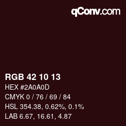 カラーコード: RGB 42 10 13 | qconv.com