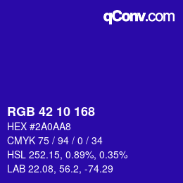 Color code: RGB 42 10 168 | qconv.com