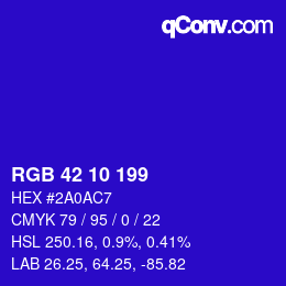 Color code: RGB 42 10 199 | qconv.com