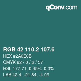 カラーコード: RGB 42 110.2 107.6 | qconv.com