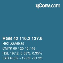 カラーコード: RGB 42 110.2 137.6 | qconv.com