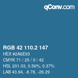 カラーコード: RGB 42 110.2 147 | qconv.com