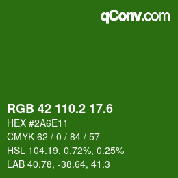 カラーコード: RGB 42 110.2 17.6 | qconv.com