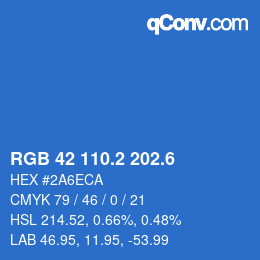 カラーコード: RGB 42 110.2 202.6 | qconv.com