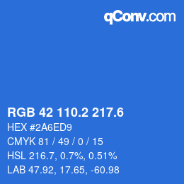 カラーコード: RGB 42 110.2 217.6 | qconv.com