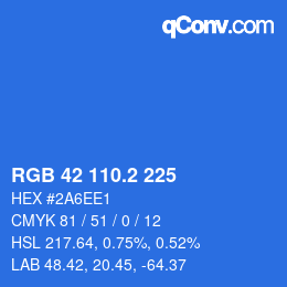 カラーコード: RGB 42 110.2 225 | qconv.com