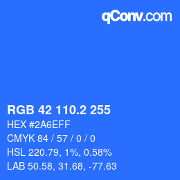 カラーコード: RGB 42 110.2 255 | qconv.com