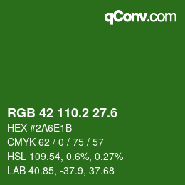 カラーコード: RGB 42 110.2 27.6 | qconv.com
