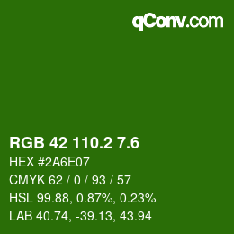 カラーコード: RGB 42 110.2 7.6 | qconv.com