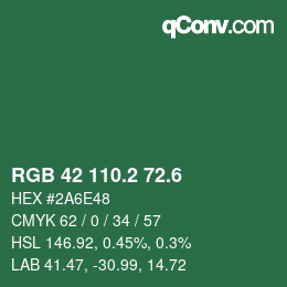 カラーコード: RGB 42 110.2 72.6 | qconv.com