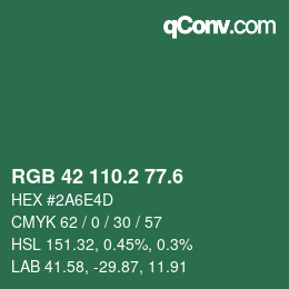 カラーコード: RGB 42 110.2 77.6 | qconv.com
