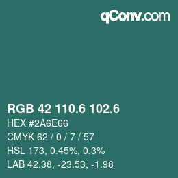 カラーコード: RGB 42 110.6 102.6 | qconv.com