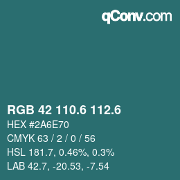 カラーコード: RGB 42 110.6 112.6 | qconv.com