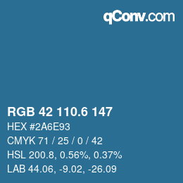 カラーコード: RGB 42 110.6 147 | qconv.com
