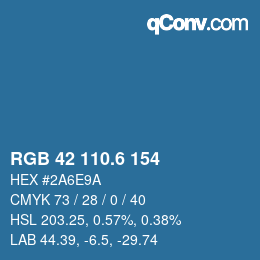 カラーコード: RGB 42 110.6 154 | qconv.com