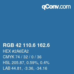 カラーコード: RGB 42 110.6 162.6 | qconv.com