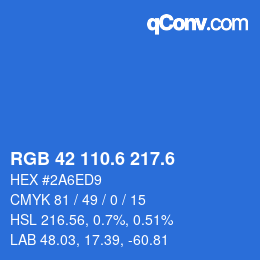 カラーコード: RGB 42 110.6 217.6 | qconv.com