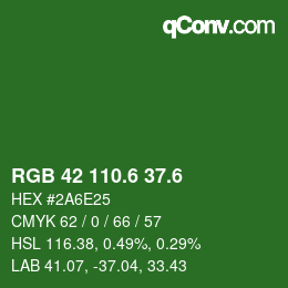 カラーコード: RGB 42 110.6 37.6 | qconv.com